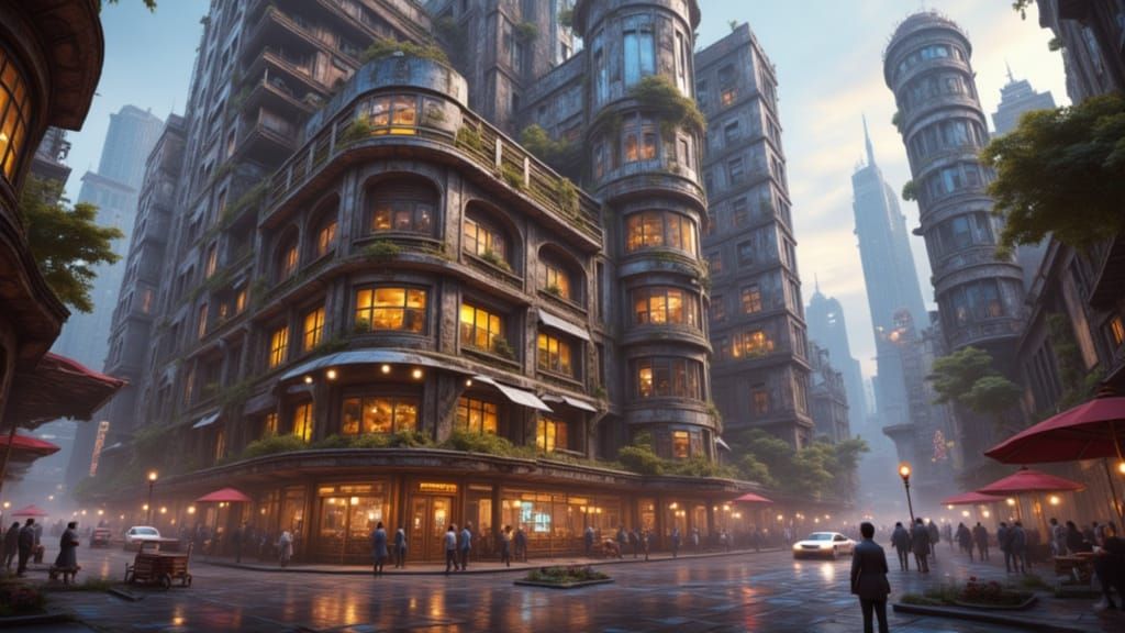 Futuristic Art Deco Hotel in Dystopian New York