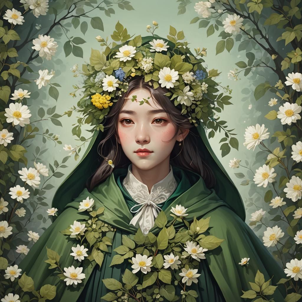 Personification of Spring in Cloak of Leaves
