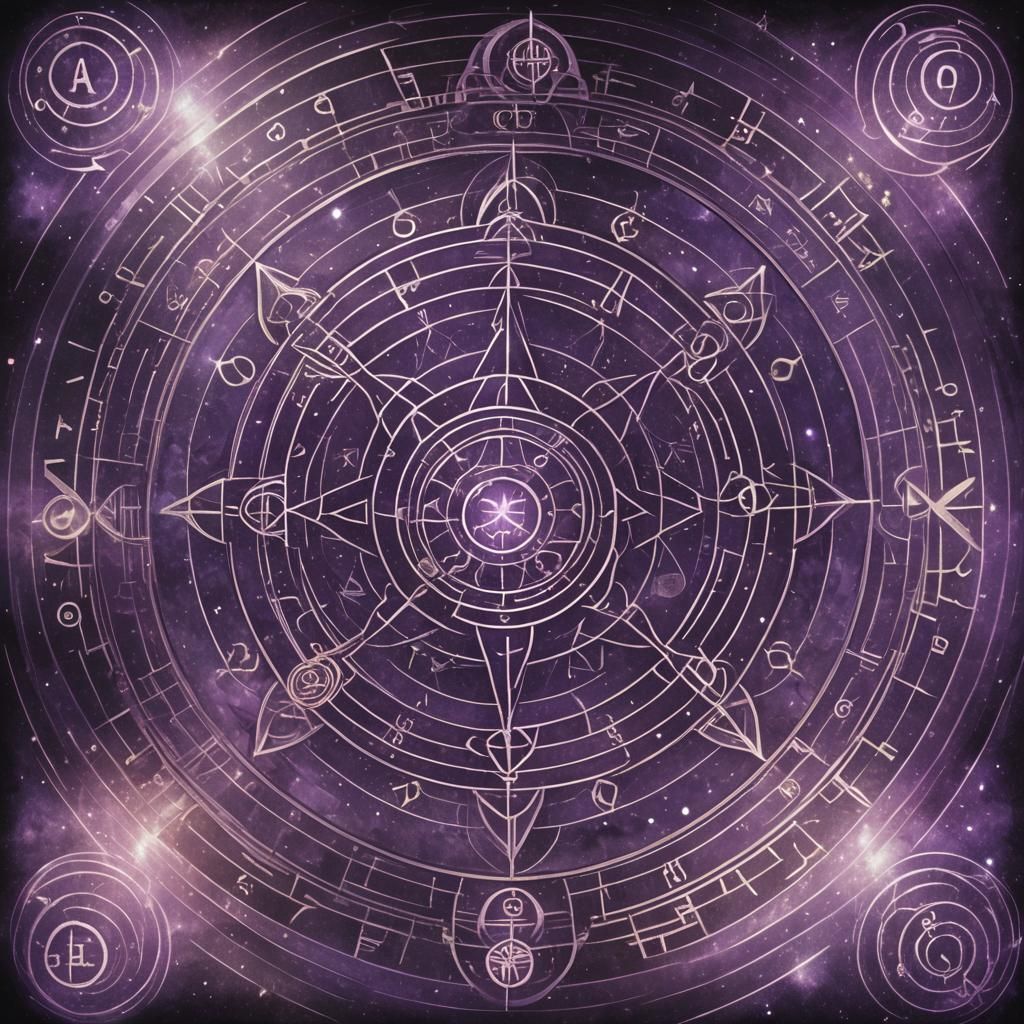 Elaborate Alchemy Transmutation Circle in Cosmic Illustratio...