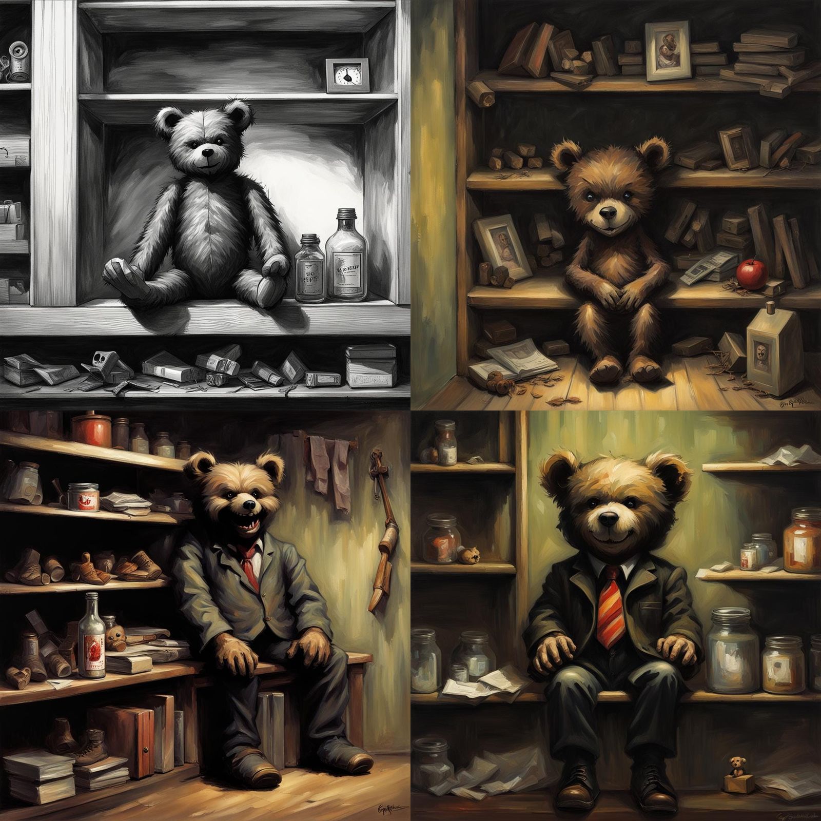 Sinister Teddy Bear with an Ominous Grin