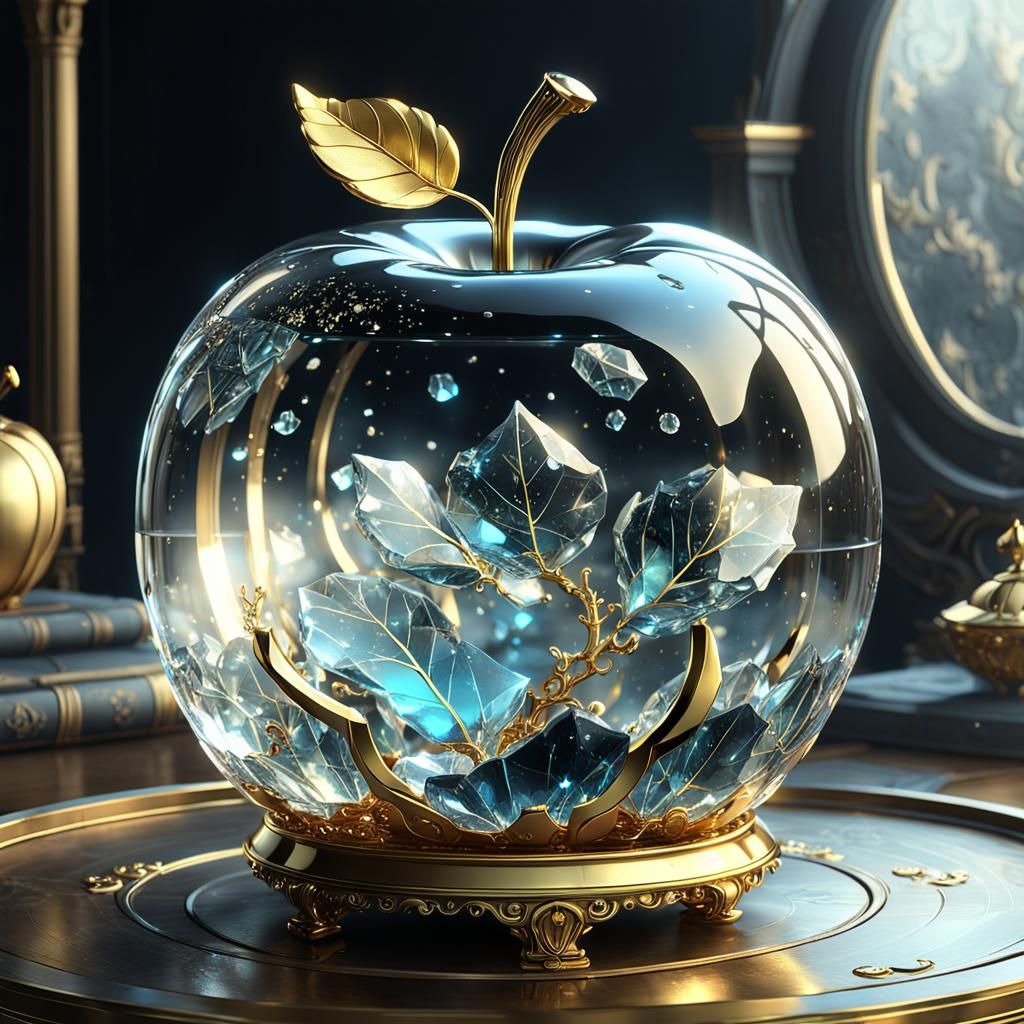 Crystal Apple with Golden Keys: Fantasy Concept Art