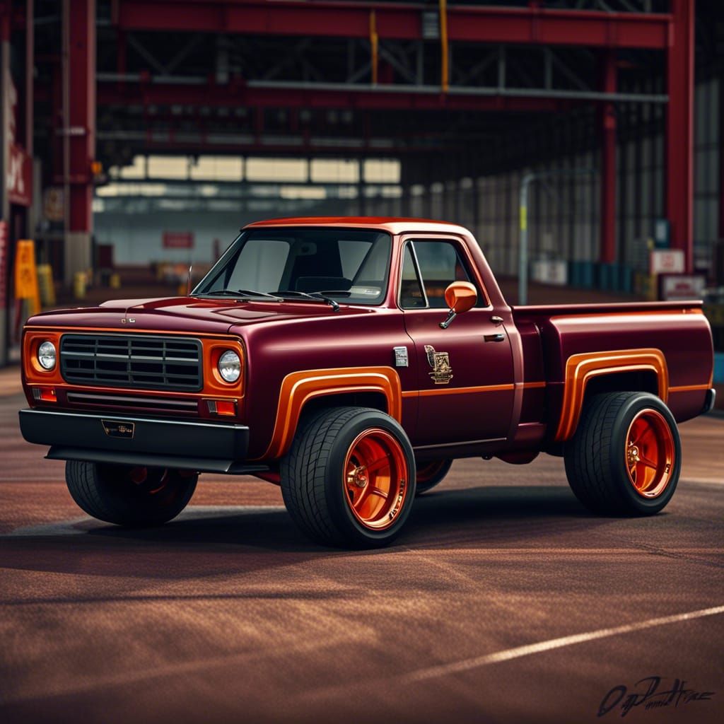 Copper Burgundy 1989 Dodge D100 Racing Truck
