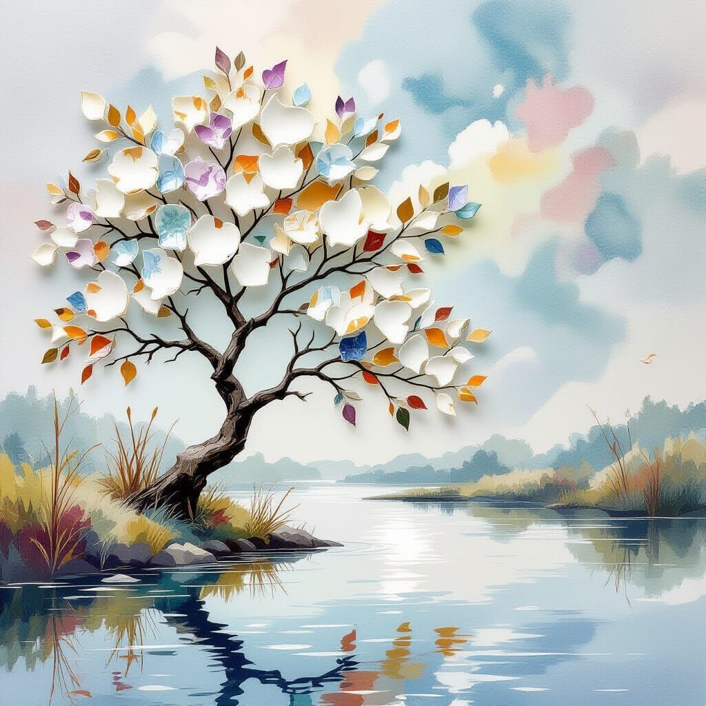 Ancient Porcelain Tree by Tranquil River