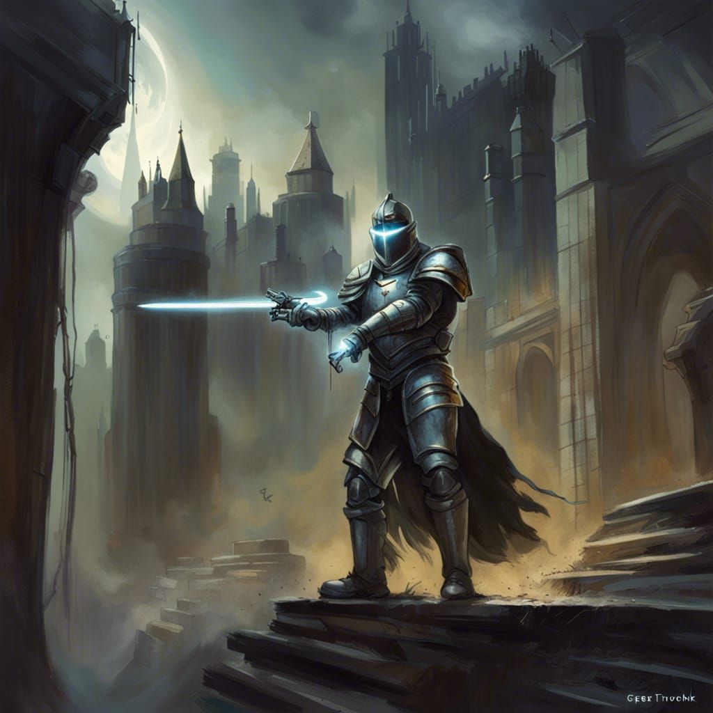 Knights and Sci-Fi Castle in Sinister Ambiance