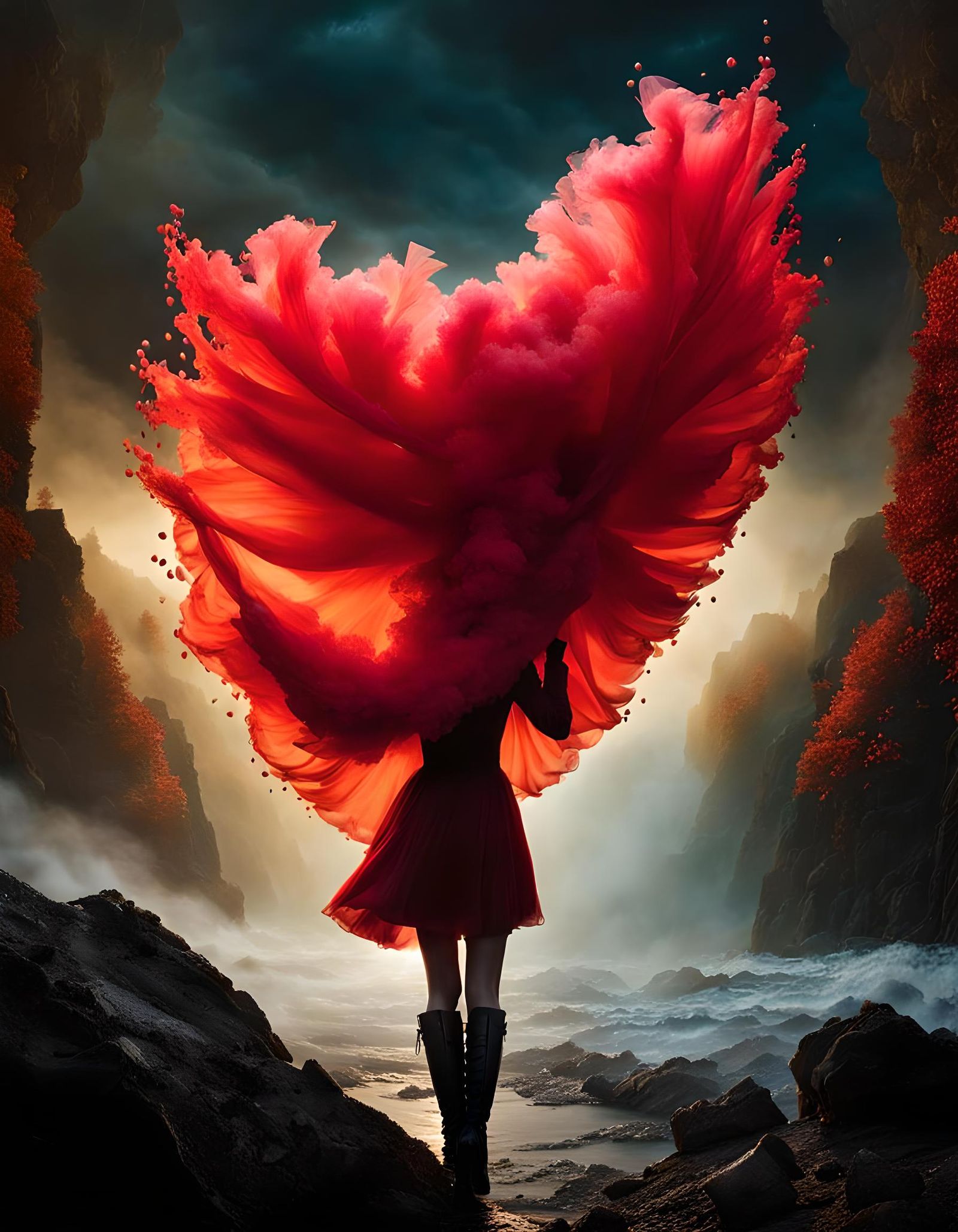 Exploding Heart: Fluid Art and Abstract Photography