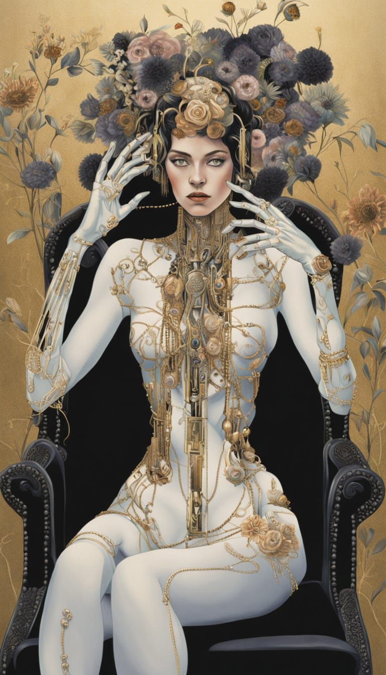 Cyborg with Exposed Wires Digital Portrait