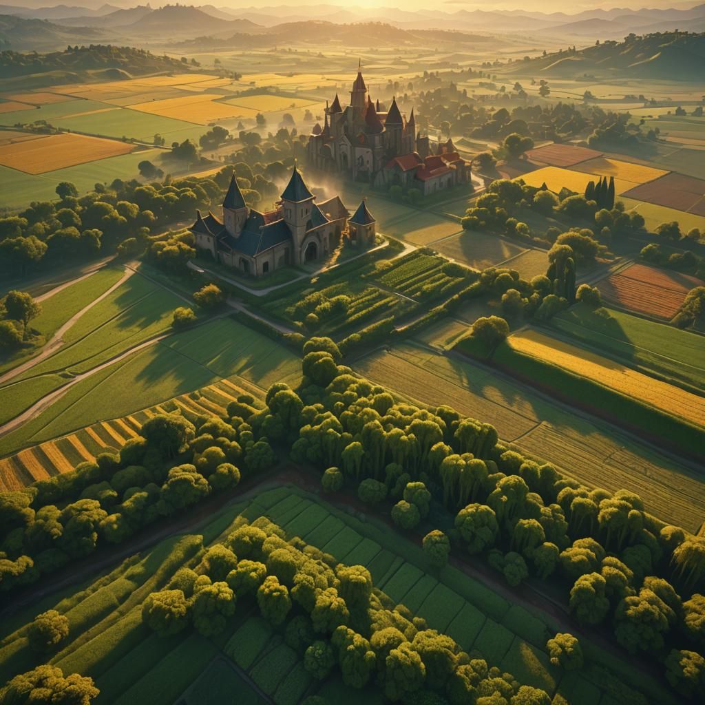 Lush Landscape with Vibrant Crops: Digital Matte Painting