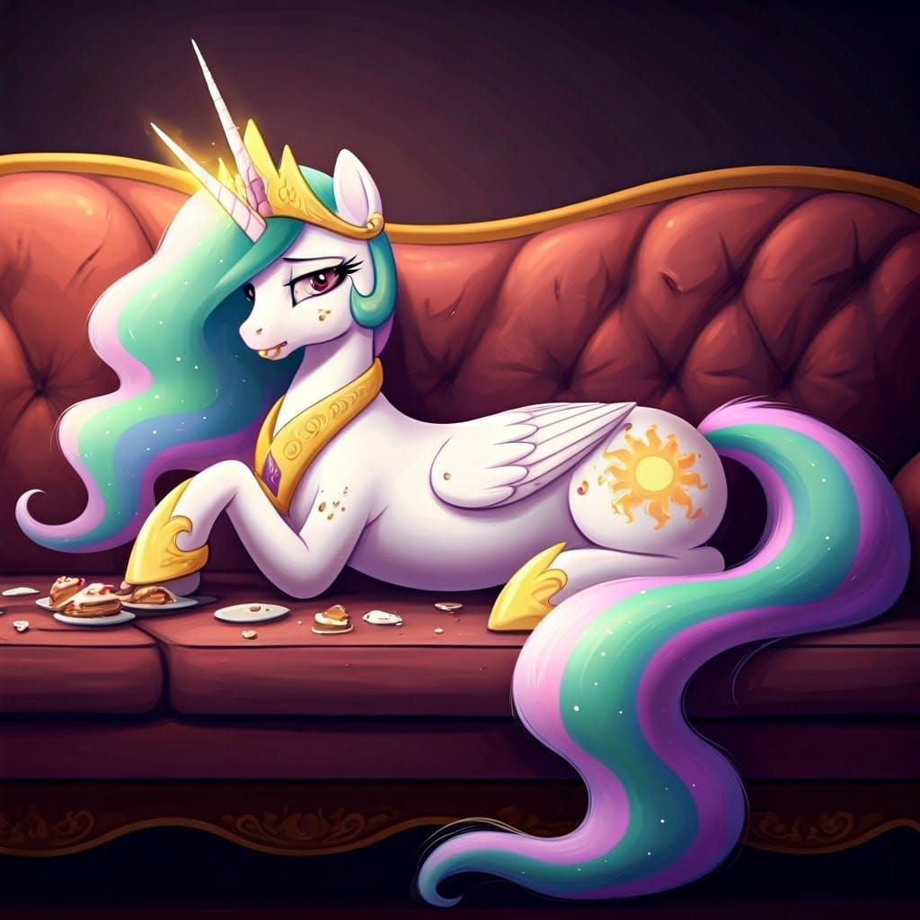 Majestic Princess Celestia in Relaxed, Unkempt Glory