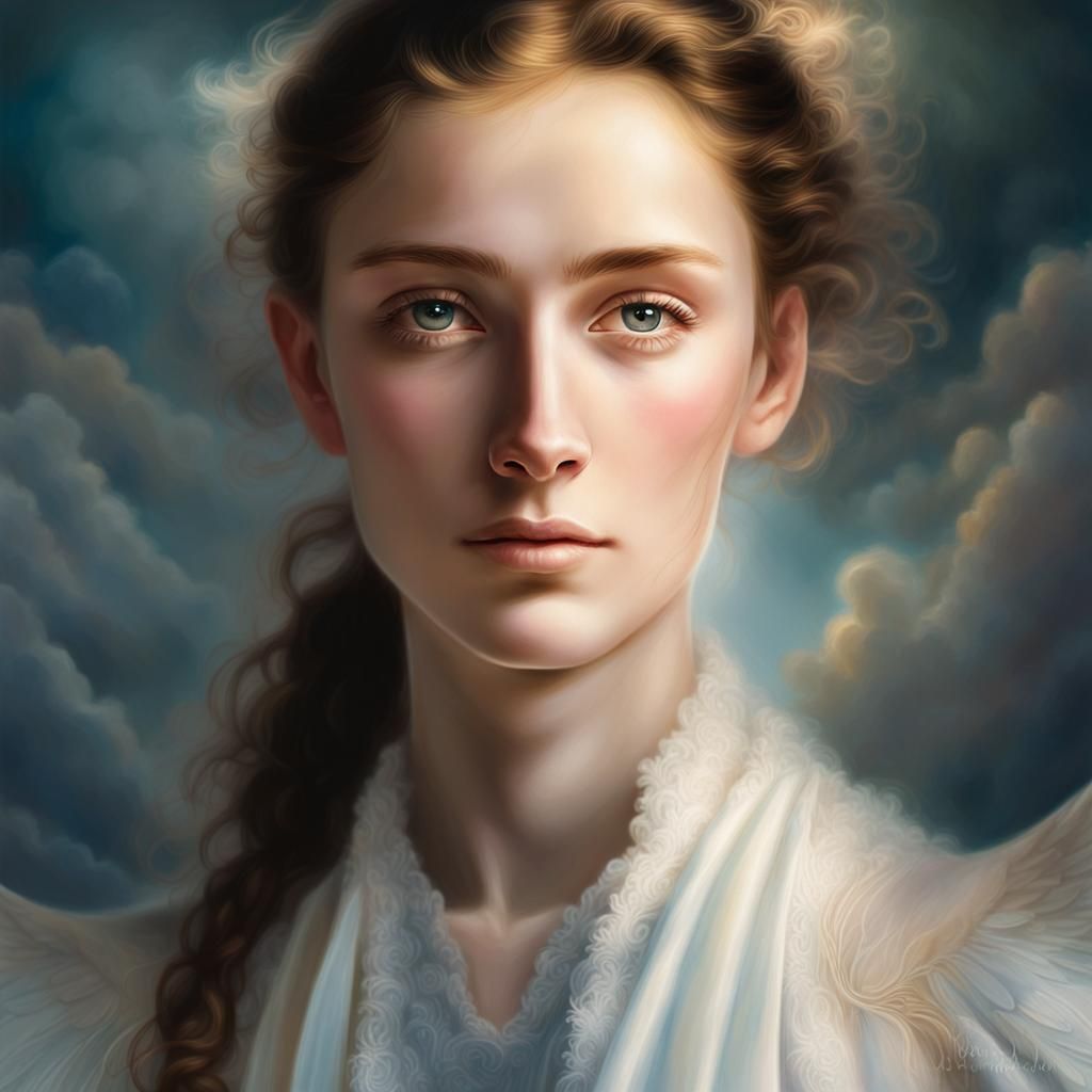 Ethereal Angel Portrait in Heavenly Realism