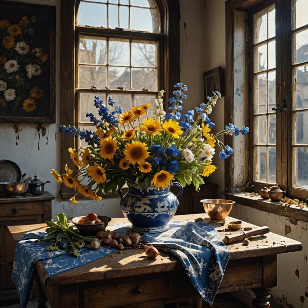 Floral Still Life in Hyperrealist Style