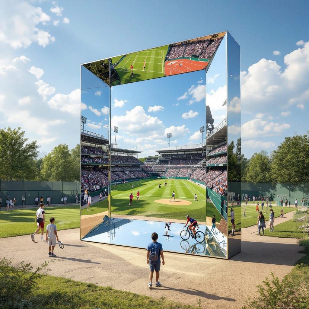 Abstract Mirror Reflecting Sports Scenes