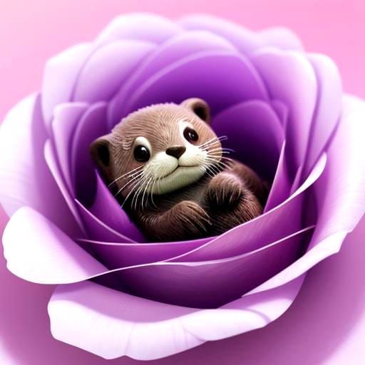 Miniature Otter Pup in Rose, 3D Render