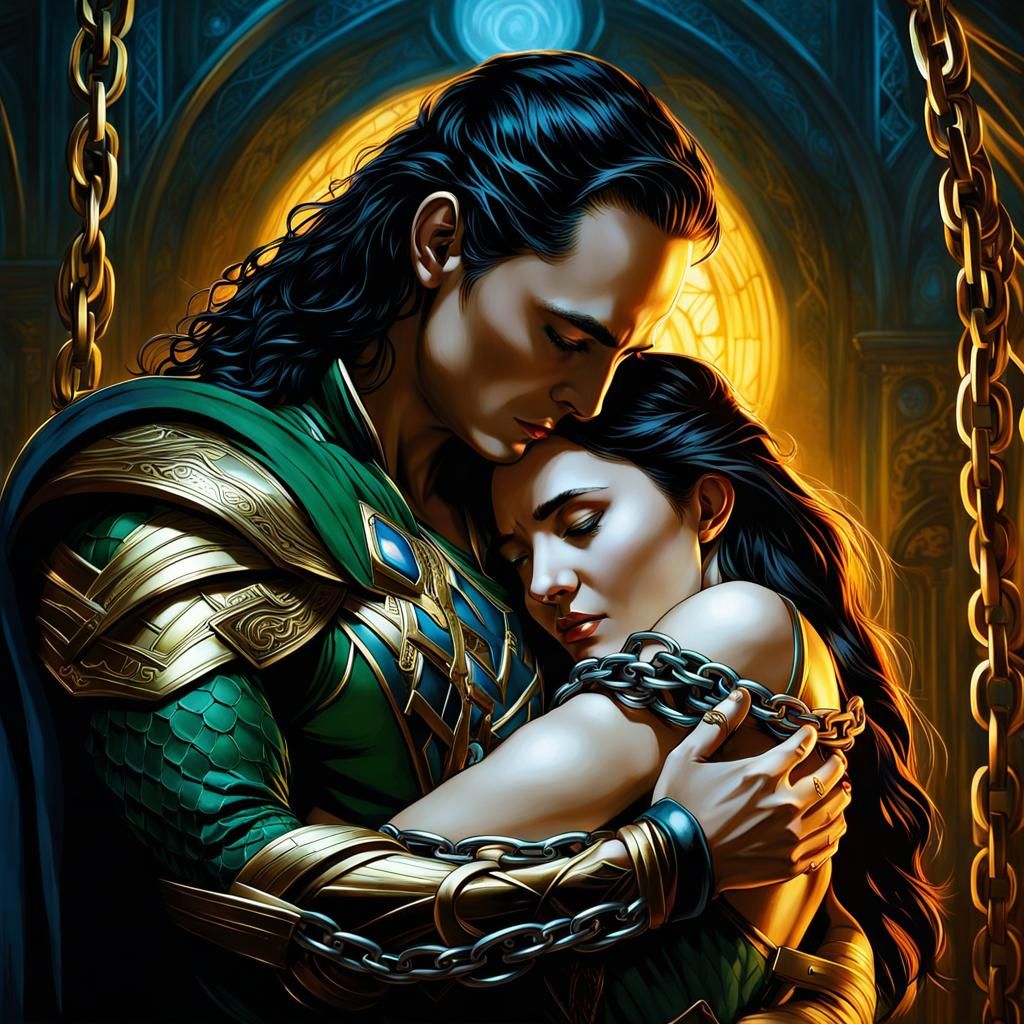 Loki's Dawn Rescue: Romantic Digital Painting