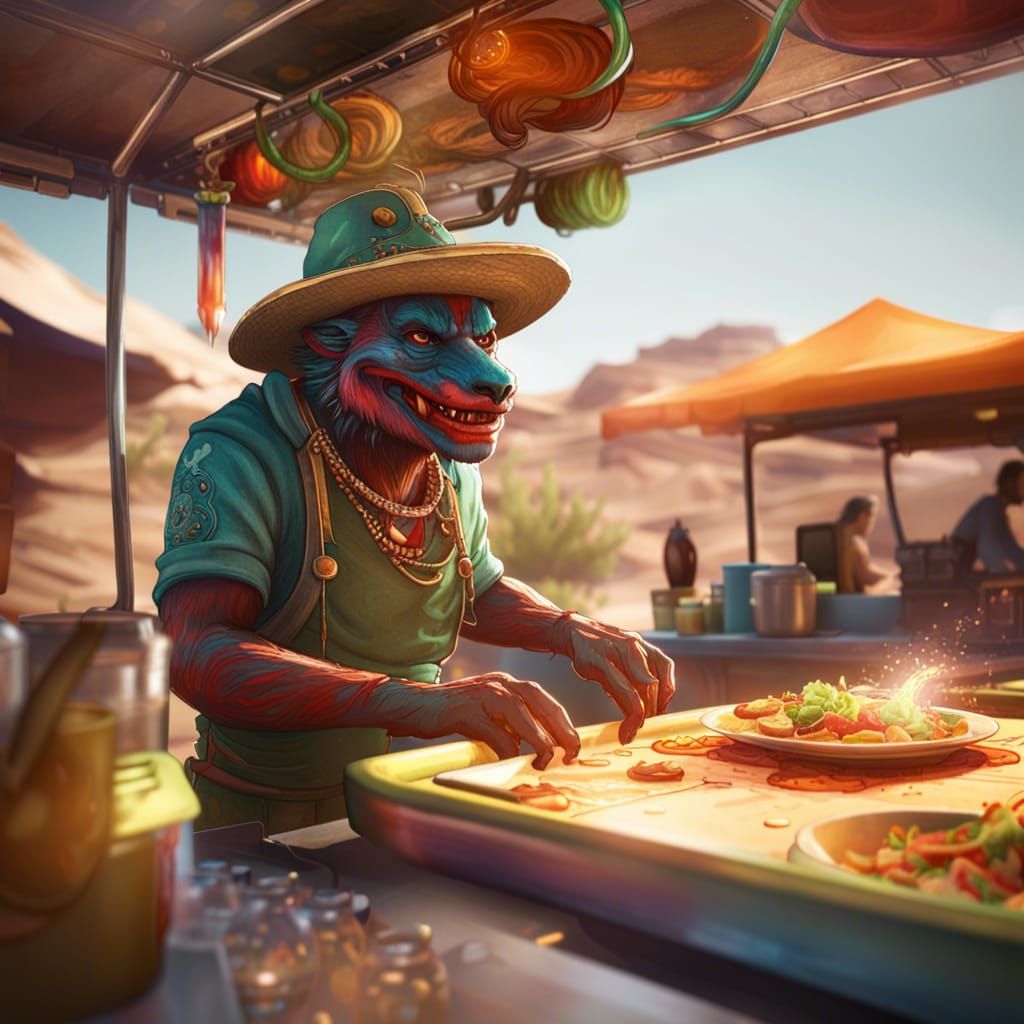 Chupacabra Taco Truck: Hyperdetailed Concept Art
