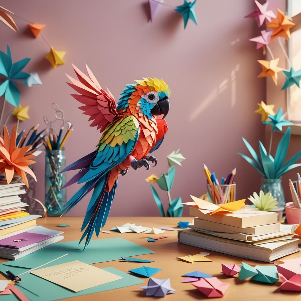 Origami Parrot: Hyper-Realistic Digital Papercraft