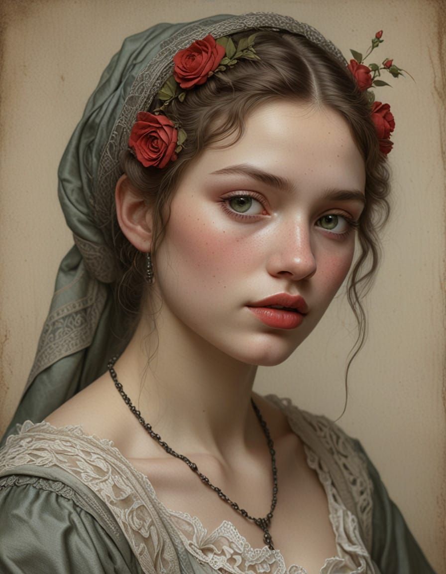 Medieval Beauty in Charcoal Realism