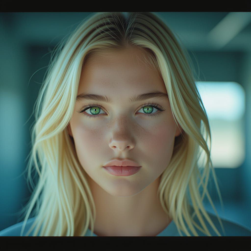 Blonde Teenager With Green Eyes and Covered Eye