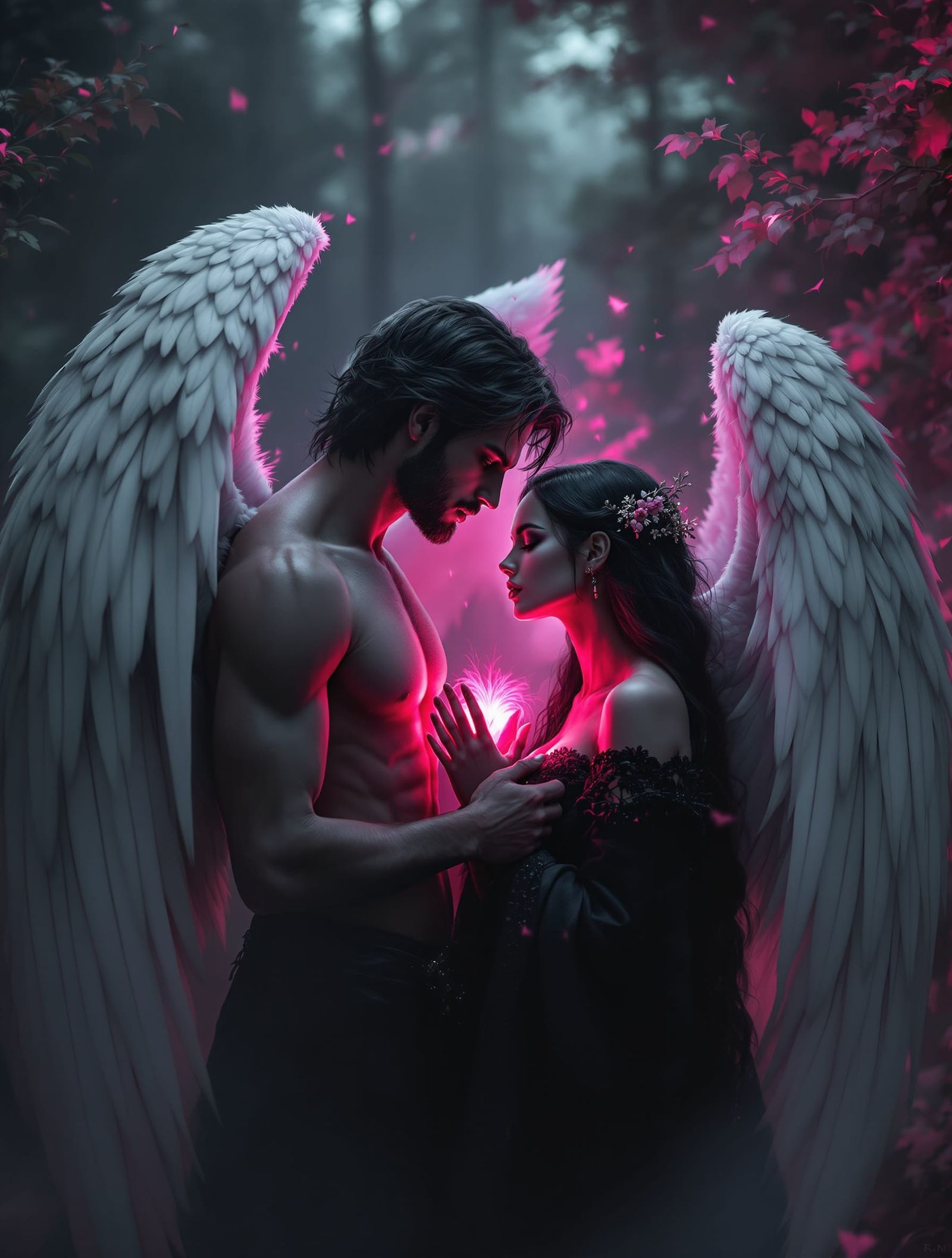 Angelic Protector Shelters Beloved in Gothic Fantasy