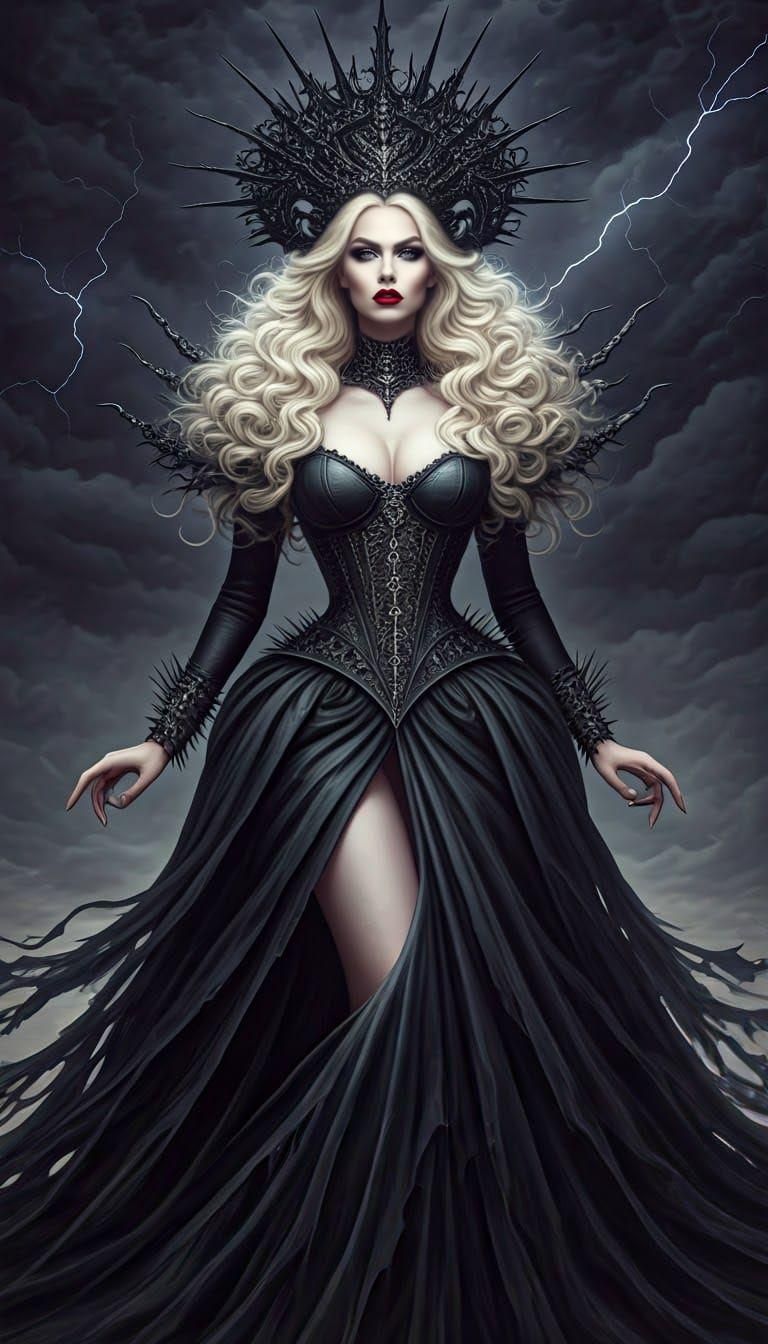 Elegant Goddess in Dark Regalia
