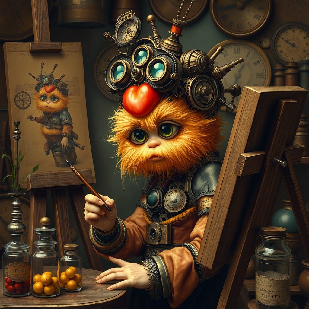 Steampunk Automaton Artist Paints a Portrait