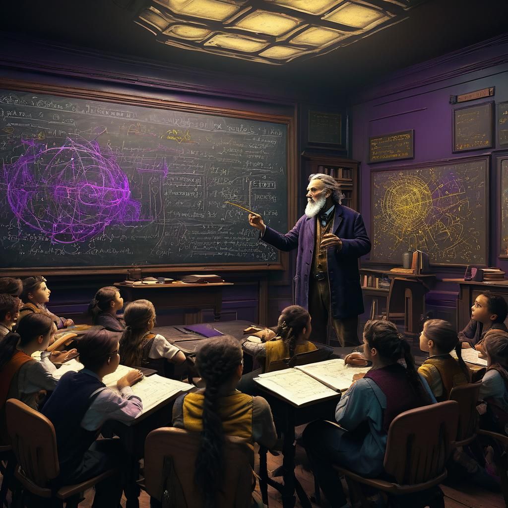 A math professor at the blackboard
