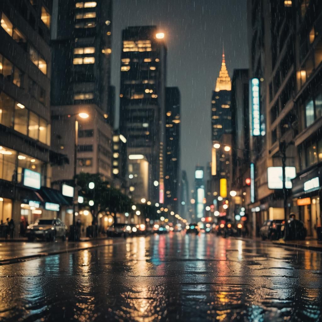 Night Cityscape Photography with Rain and Bokeh