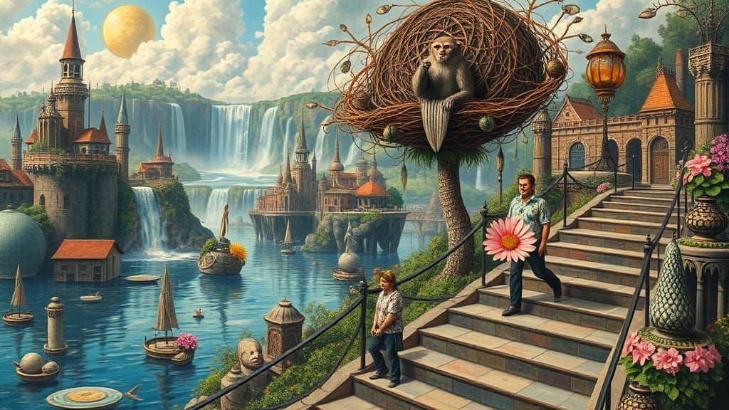 Psychedelic Floating City Inspired by Bosch and Haeckel