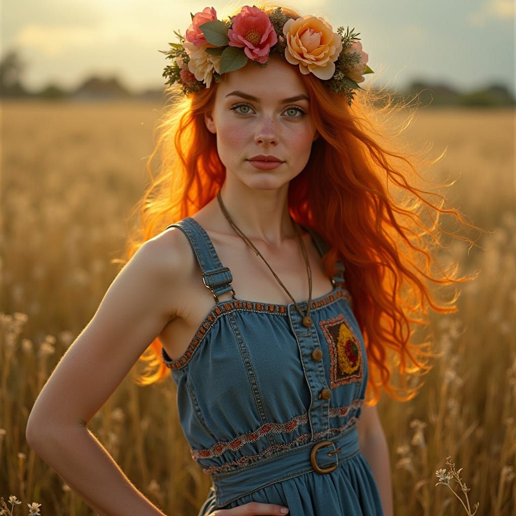 Vibrant Bohemian Goddess in a Sun-Kissed Garden