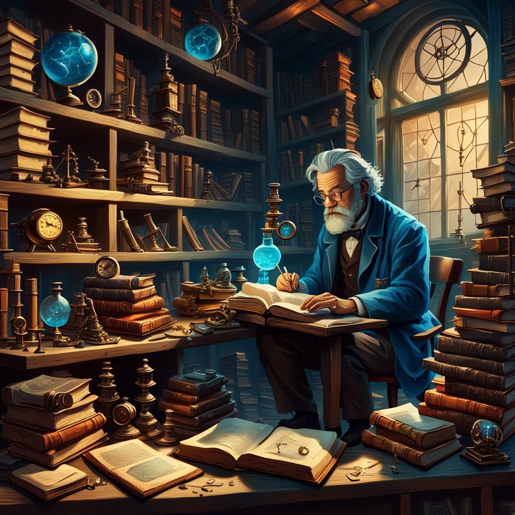 Fantasy Scientist Contemplates Mathematics: Detailed Matte P...