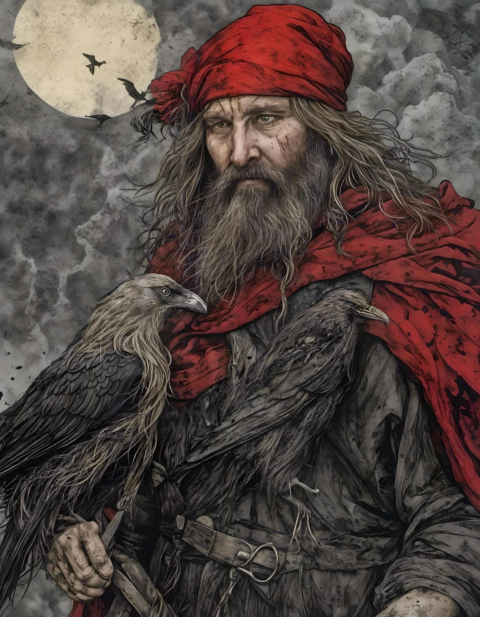 Scarred Viking Warrior Portrait in Graphic Novel Style