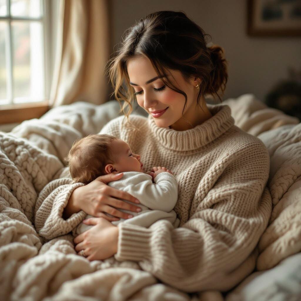 Nursing Mother and Baby in Soft Light