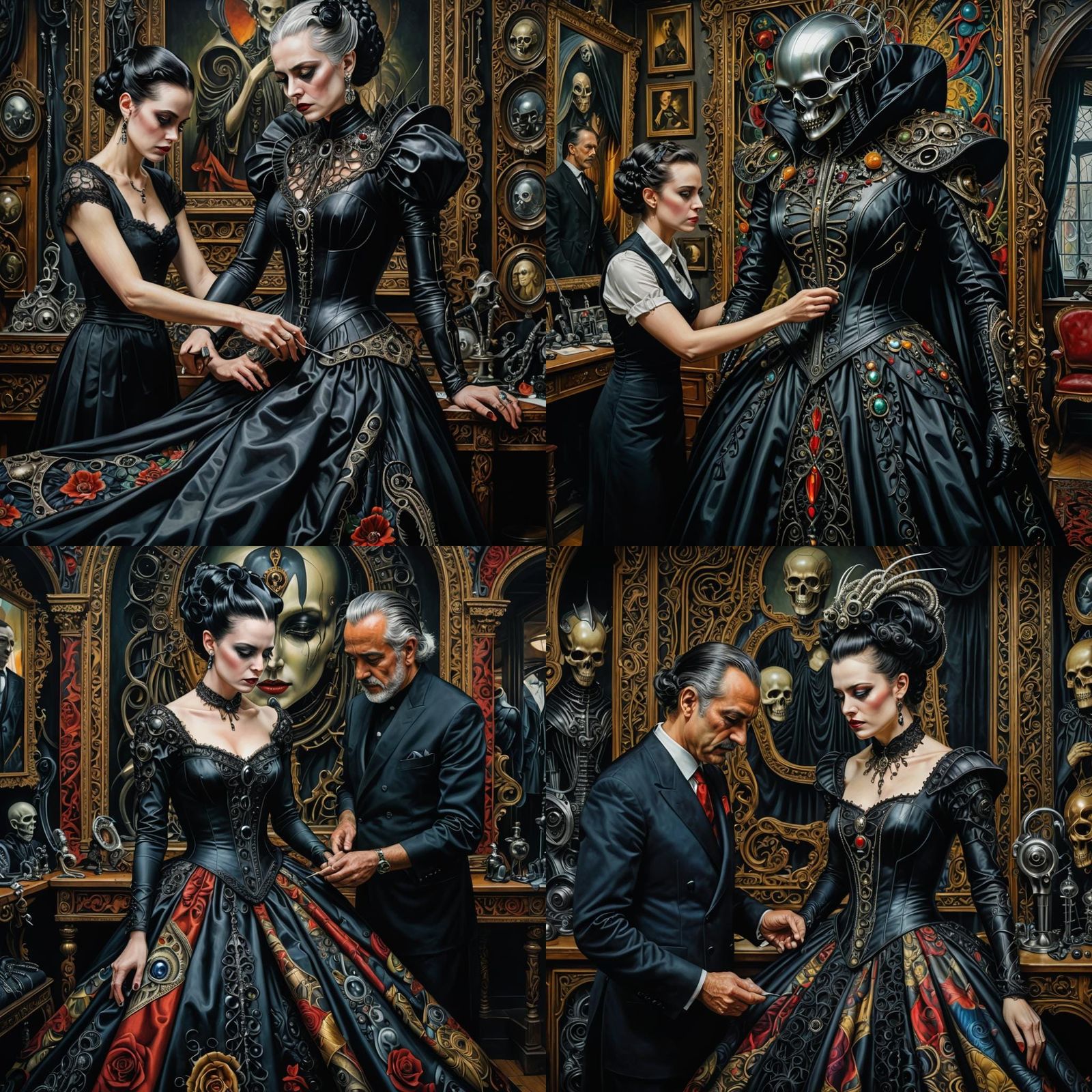 Intricate Portrait: Tailor Fitting Gothic Dress