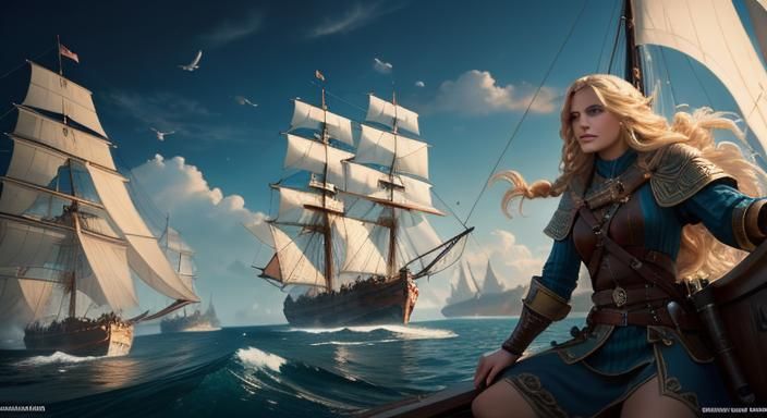 Viking Ship Illustration: Epic Fantasy Adventure