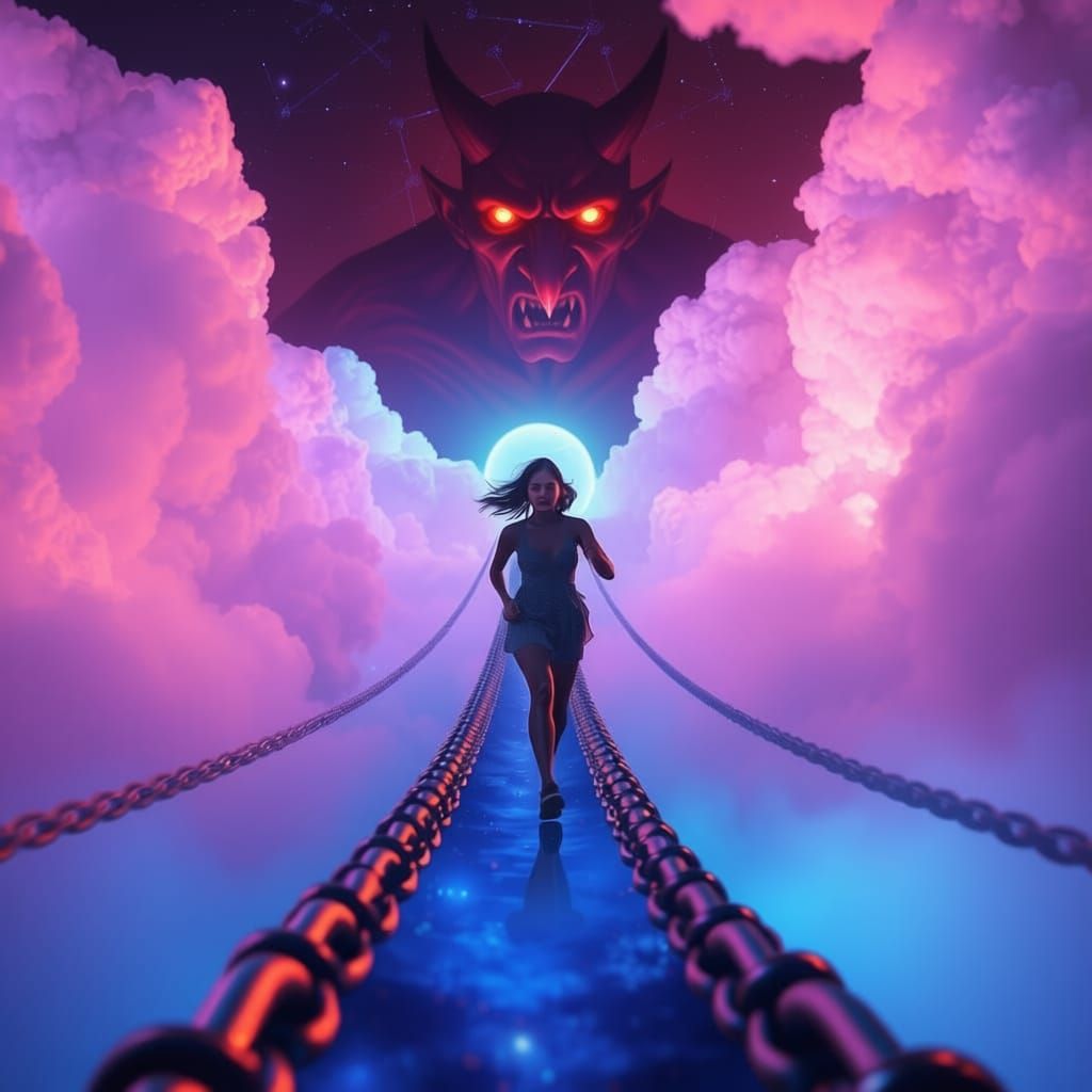 Woman Flees From Devil's Glowing Eyes in Fear