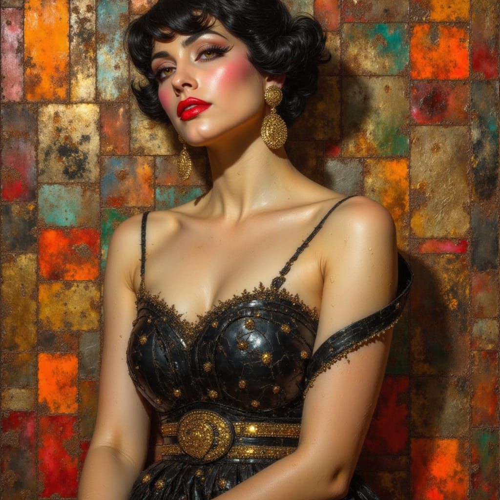 Art Deco Flapper Portrait in Oil Painting Style