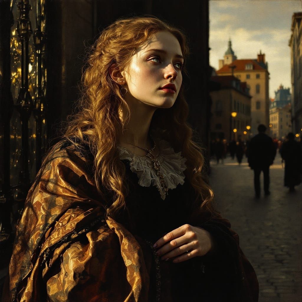 Renaissance Woman in Luminous Oil Glazing