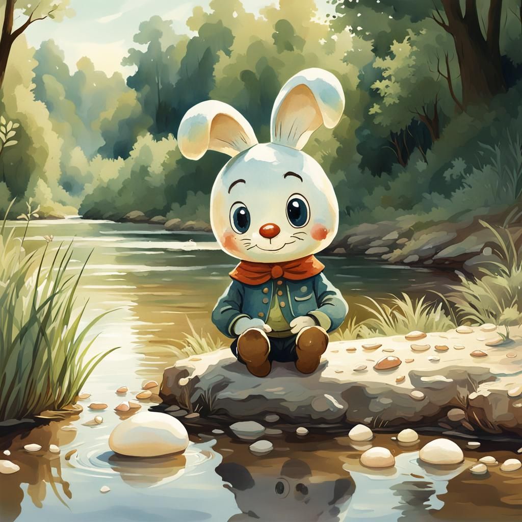 Calimero by the River in Watercolor Style