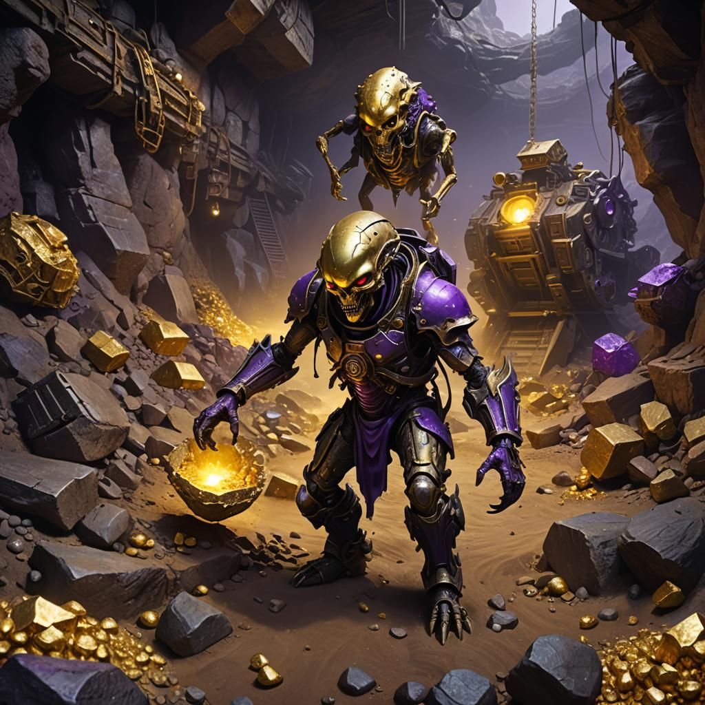 Deadeye Alien Gold Mine Invasion: Dark Fantasy Art