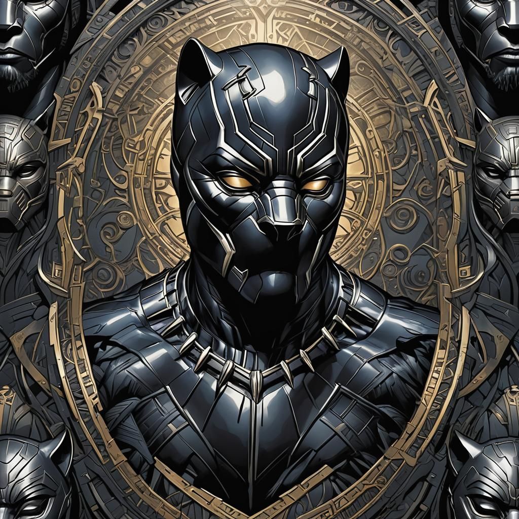 Black Panther Mask in Comic Book Style