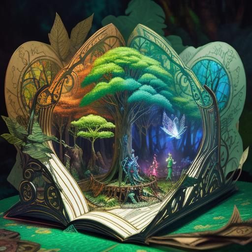 Magical Forest with Fairies: Hyperrealistic Splash Art