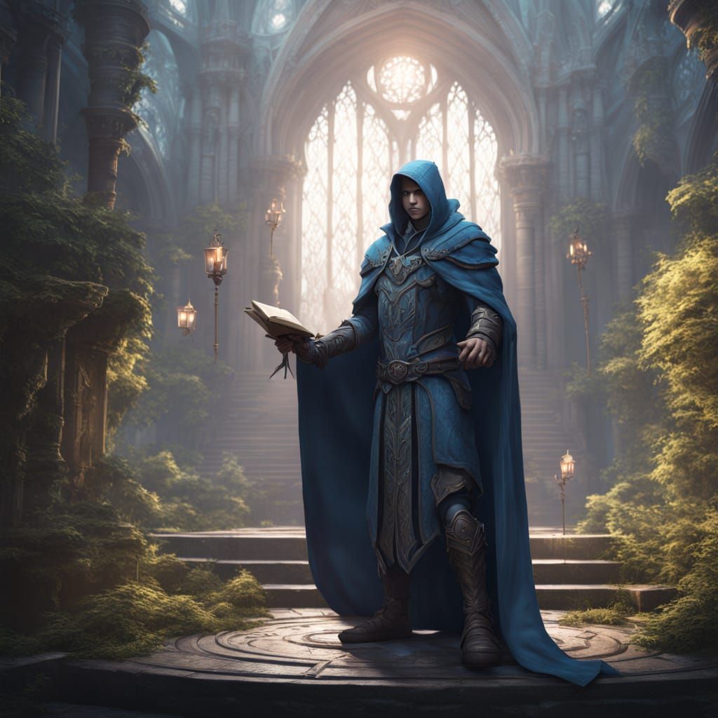 Elf Wizard Casting Spell with Glowing Runes