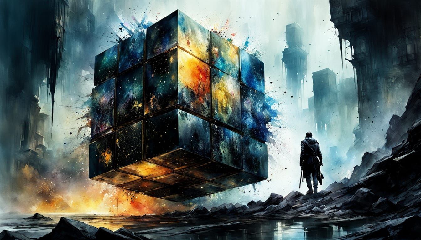 Dreamy Cubes in Watercolor and Ink