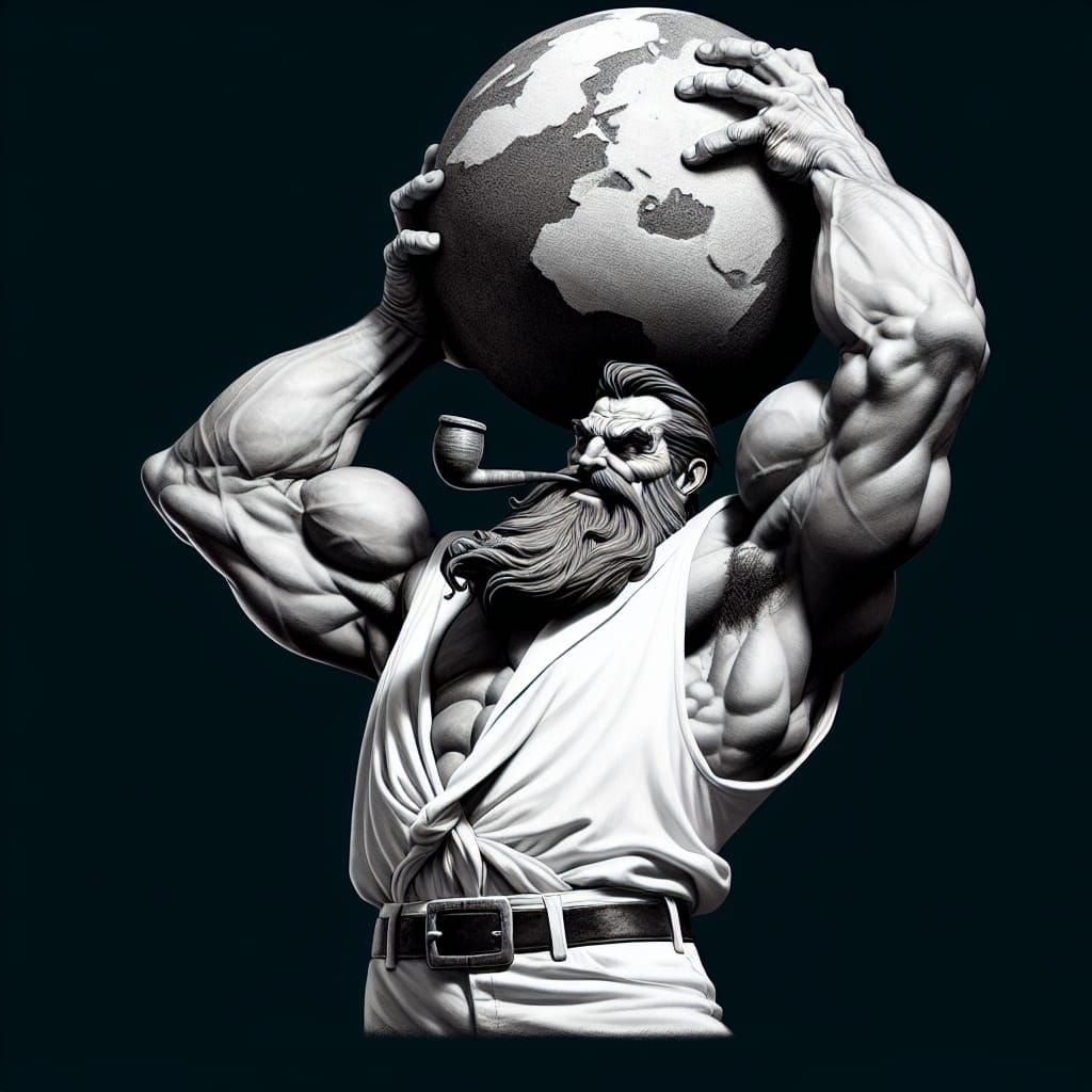 Popeye Tickles Atlas Burdened by the World