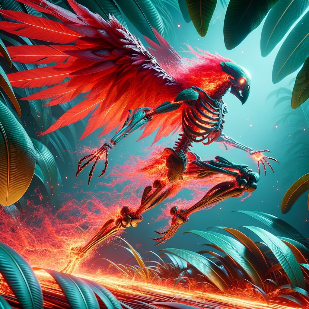 Haidamorphic Warrior Leaps Through Futuristic Forest