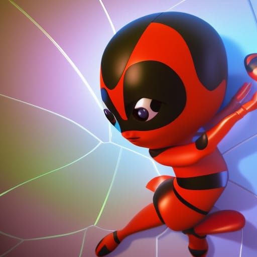 Ladybug Superhero in Pixar Style 3D Rendering