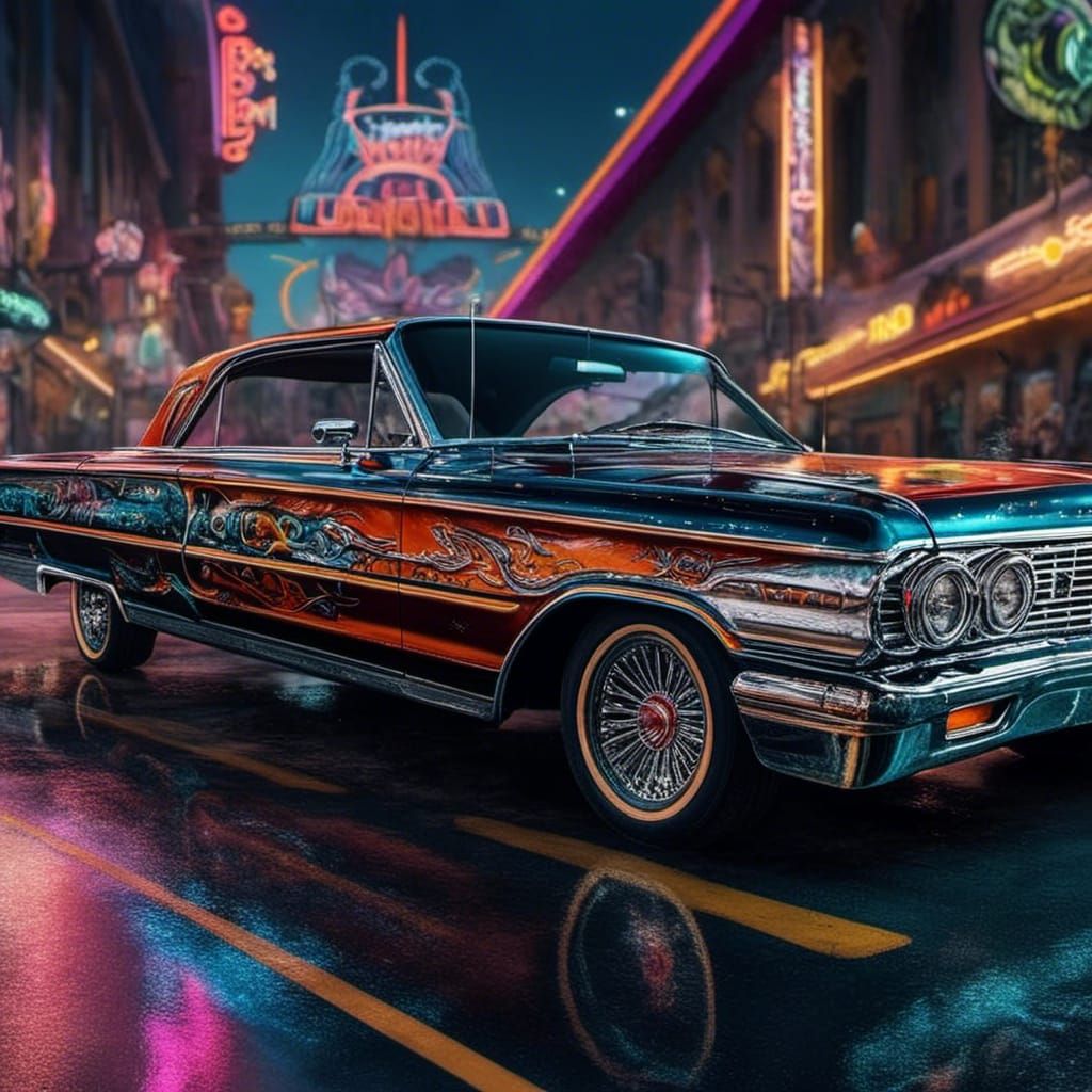 Detailed Lowrider Car Photograph in 8k