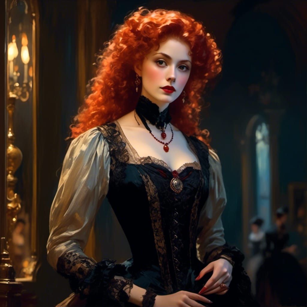 Victorian Vampire in the Style of Edward Cucuel