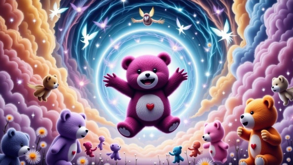 <lora:Psychopomp:1.0> Various anime characters flying in gum...