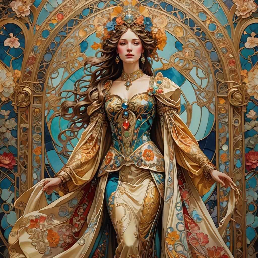 Art Nouveau Empress Alexandra Underwood on Runway