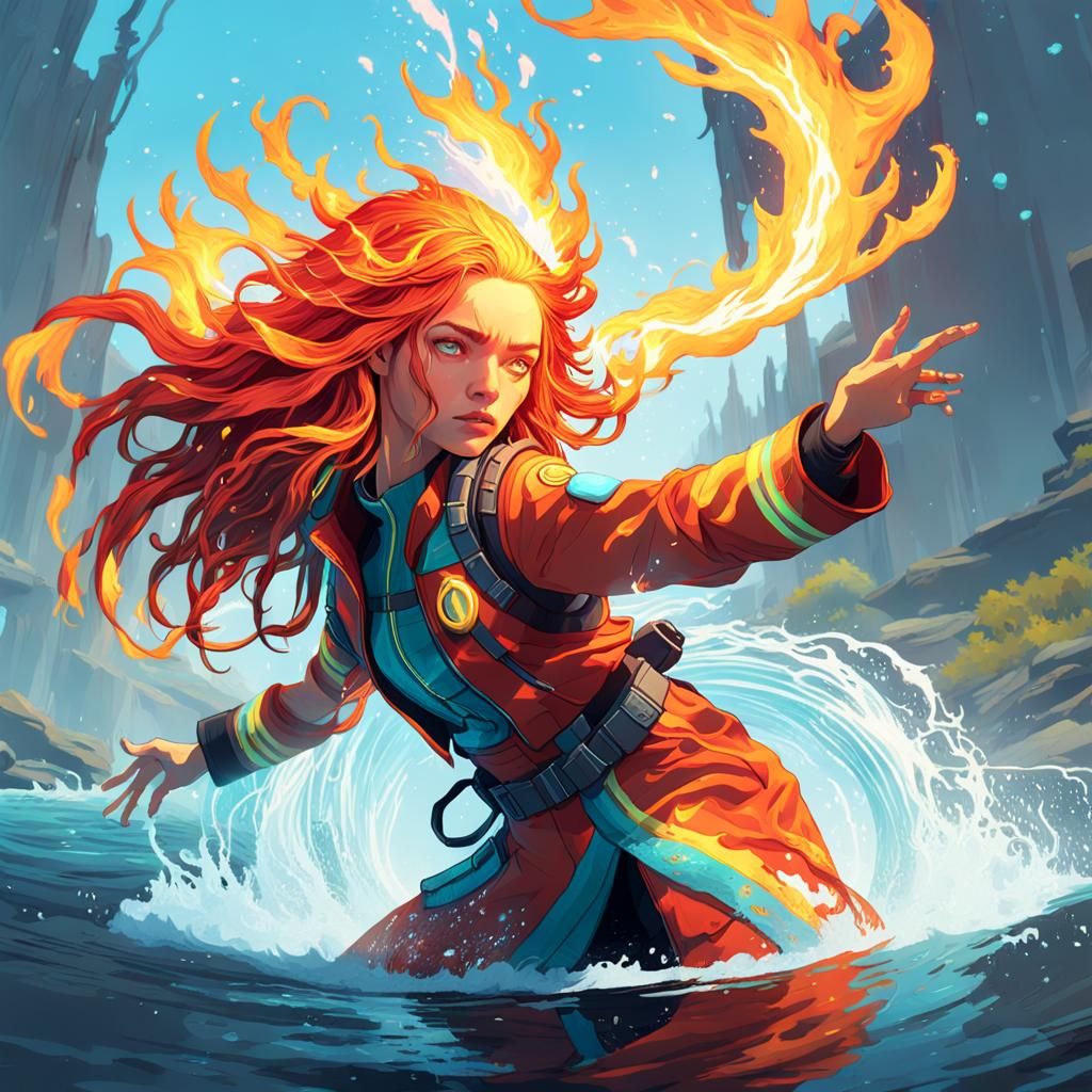 Mystical Waterbender Concept Art in Matte Painting Style